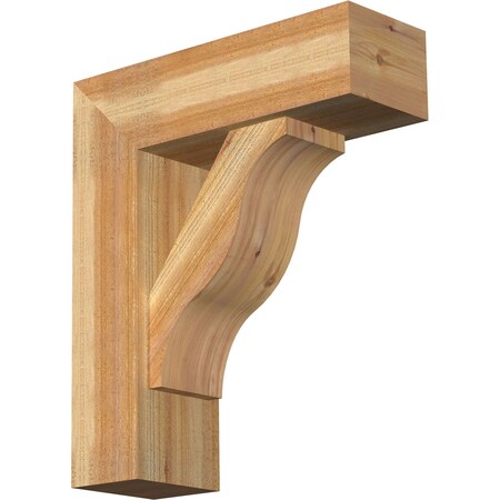 Ekena Millwork Funston Block Rough Sawn Bracket w/ Offset Brace, Western Red Cedar, 8"W x 24"D x 28"H BKT0806X24X28FST05RWR
